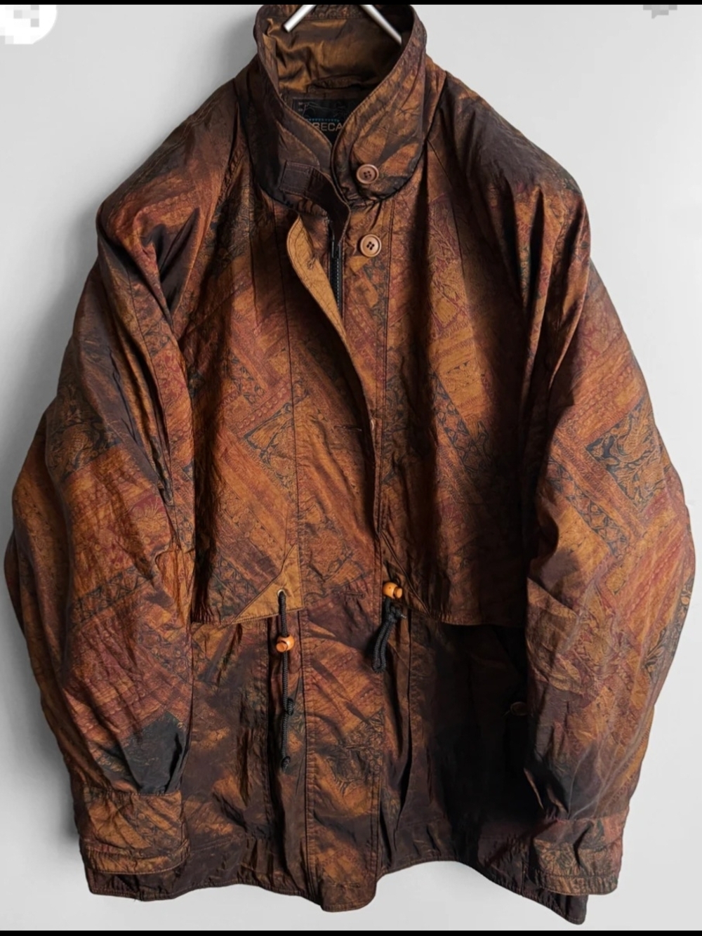 Vintage 80's  Womens Forecaster Of Boston Brown Geometric Patterned Parka Jacket